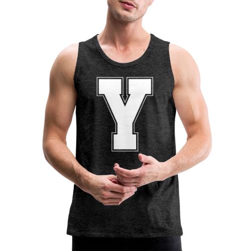 White Letter Y – Varsity Alphabet Monogram - Men's Premium Tank