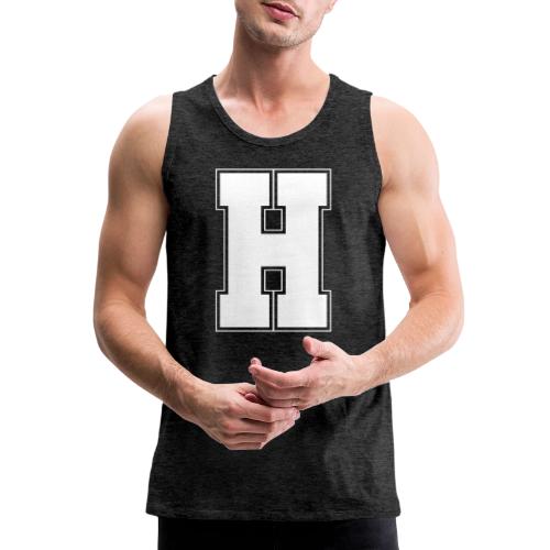 White Letter H – Varsity Alphabet Monogram - Men's Premium Tank