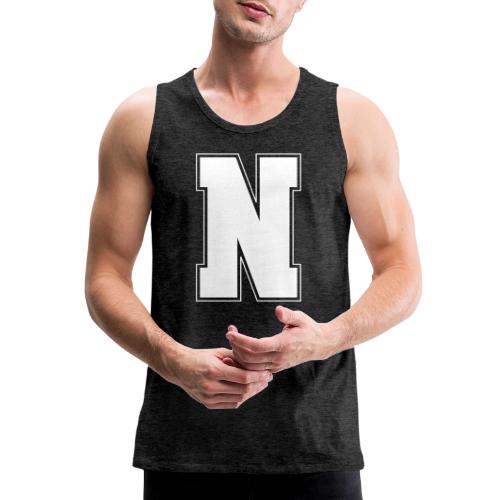 White Letter N – Varsity Alphabet Monogram - Men's Premium Tank