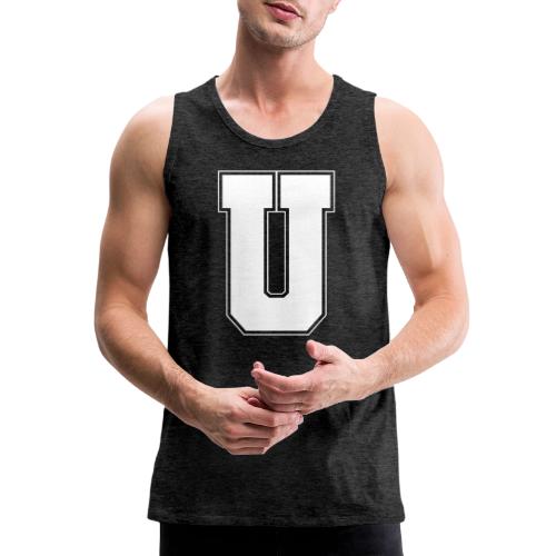 White Letter U – Varsity Alphabet Monogram - Men's Premium Tank
