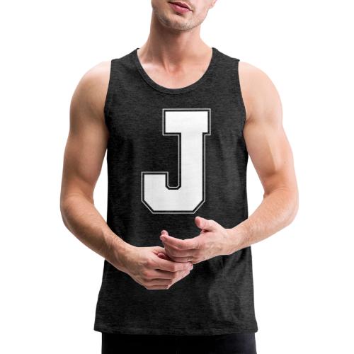 White Letter J – Varsity Alphabet Monogram - Men's Premium Tank