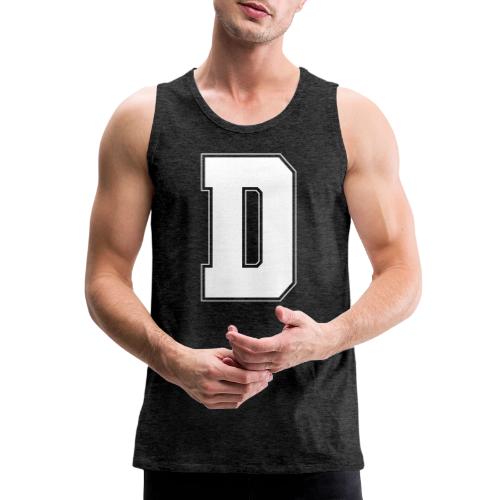 White Letter D – Varsity Alphabet Monogram - Men's Premium Tank