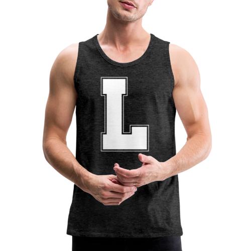 White Letter L – Varsity Alphabet Monogram - Men's Premium Tank