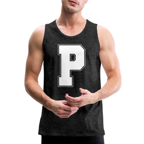 White Letter P – Varsity Alphabet Monogram - Men's Premium Tank