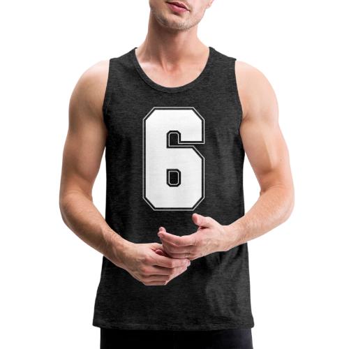 White Number 6 – Varsity Font - Men's Premium Tank