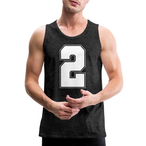 White Number 2 – Varsity Font - Men's Premium Tank