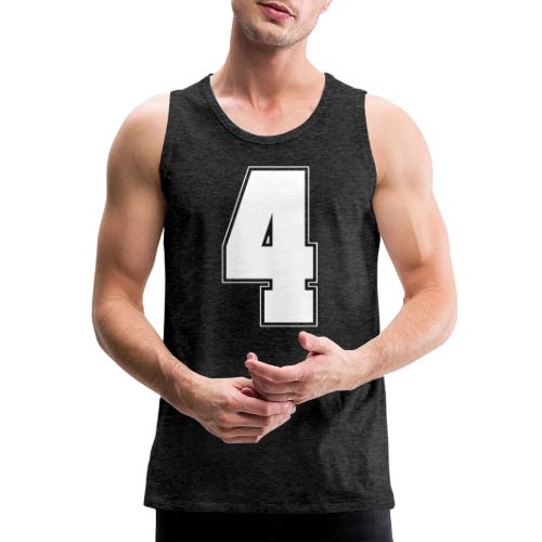 White Number 4 – Varsity Font - Men's Premium Tank
