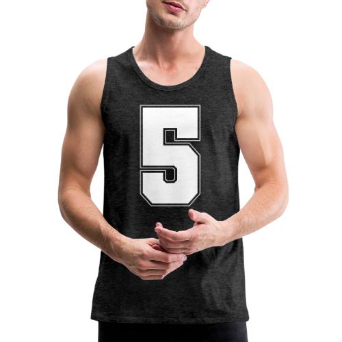 White Number 5 – Varsity Font - Men's Premium Tank