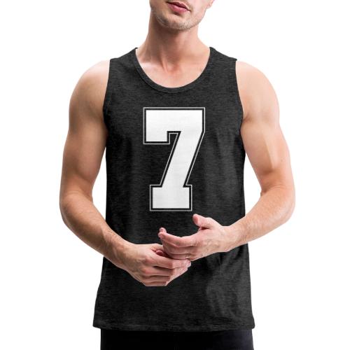 White Number 7 – Varsity Font - Men's Premium Tank