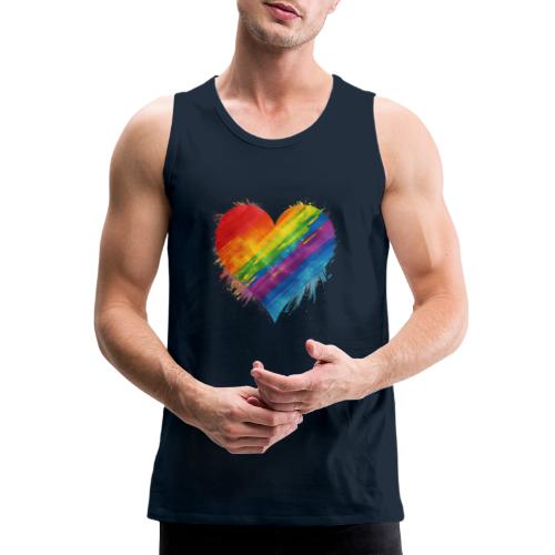 Watercolor Rainbow Pride Heart - LGBTQ LGBT Pride - Men's Premium Tank