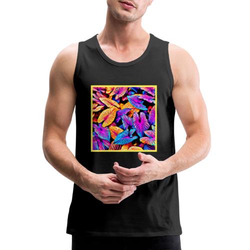 Captivating Neon Elegance Leaf Pattern - Men's Premium Tank