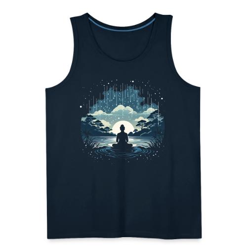 Find Your Zen: Meditative Silhouette in GentleRain - Men's Premium Tank