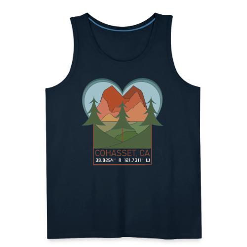 Cohasset Ca Lat/Long - Full Color w/white numbers - Men's Premium Tank