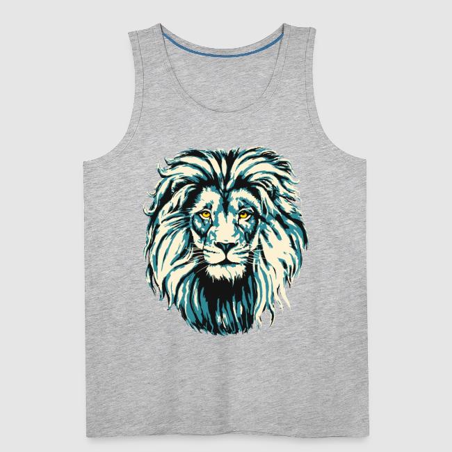 Blue Lion Head Portrait Drawing - Turquoise Lion