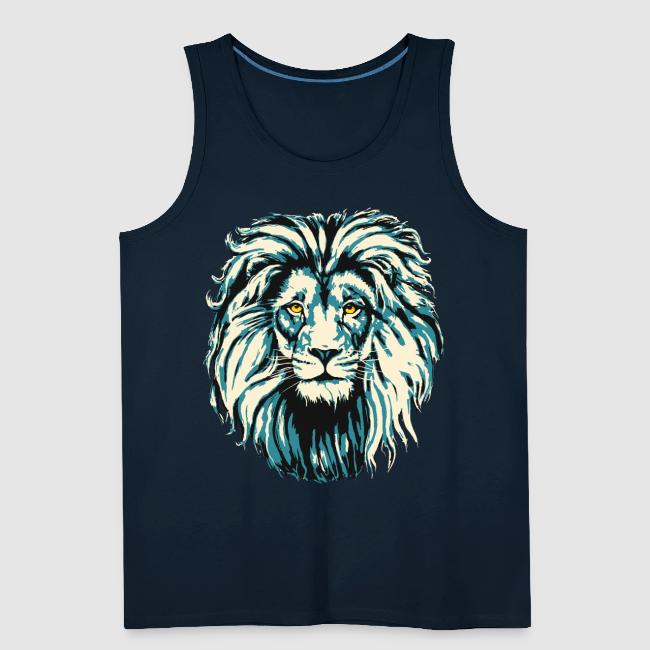 Blue Lion Head Portrait Drawing - Turquoise Lion
