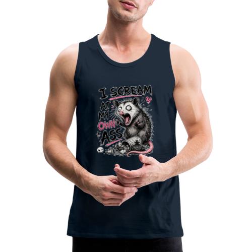 Funny Opossum Screaming Graphic Tee - Men's Premium Tank