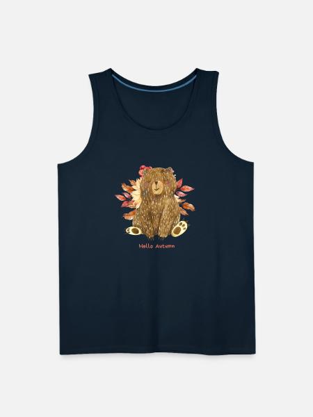 Hello Autumn with Bear - Men's Premium Tank - deep navy