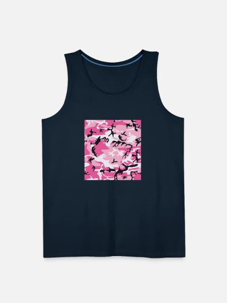 Pink Camo Camouflage - Men's Premium Tank - deep navy