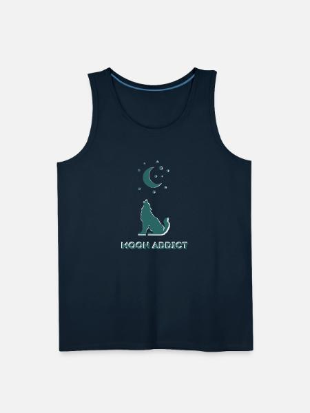 Moon Addict Howling Wolf - Men's Premium Tank - deep navy