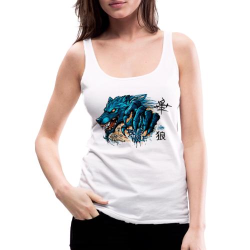Blue Wolf Graffiti Street Art - Women's Premium Tank Top