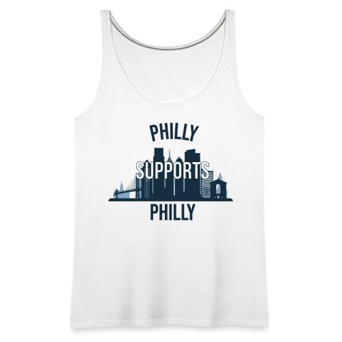 Philly Supports Philly skyline blue transparentbg - Women's Premium Tank Top