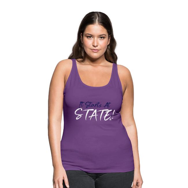 It Starts At STATE! -Navy & White Script