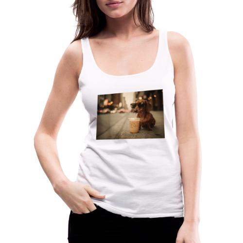 Funny Dachshund Iced Coffee Lover Tee - Women's Premium Tank Top