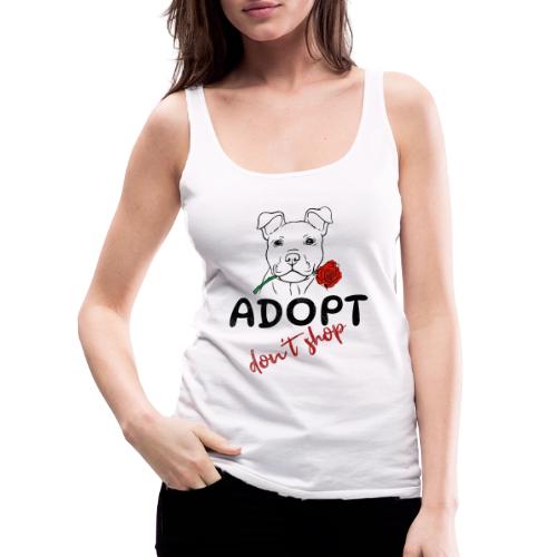 Retro Adopt Dont Shop Cute Puppy Rose Tee - Women's Premium Tank Top
