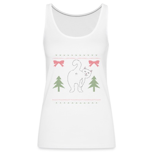 Ugly Christmas Sweater I Do What I Want Cat - Women's Premium Tank Top