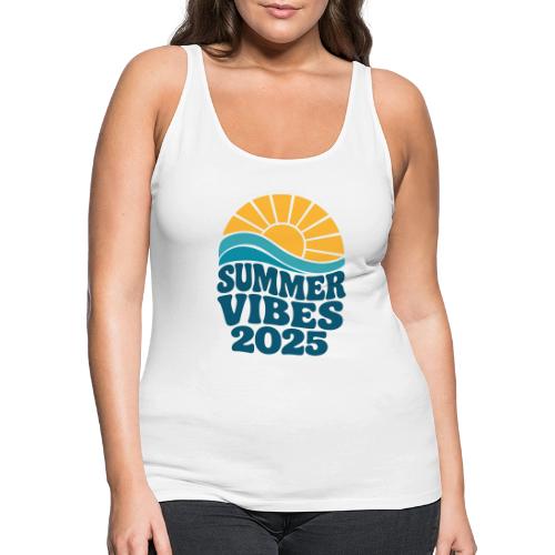 Summer Vibes 2025 Retro Sunset T-Shirt | Fun Beach - Women's Premium Tank Top