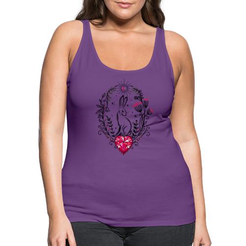 Hare Easter Bunny with Heart Crystal - Women's Premium Tank Top