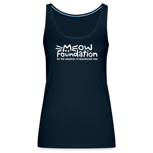 MEOW Foundation White Logo Tagline - Women's Premium Tank Top