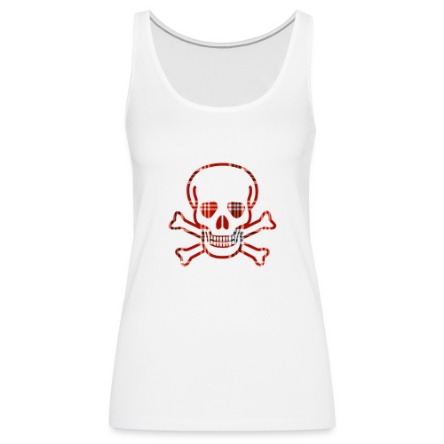 Skull & Cross Bones Red Plaid - Women's Premium Tank Top