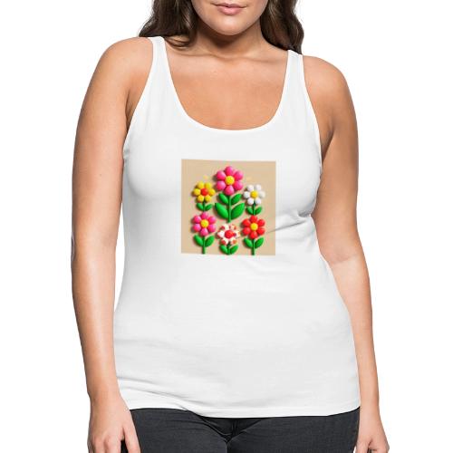 3D Flowers and Butterflies in Amber, Floral Design - Women's Premium Tank Top