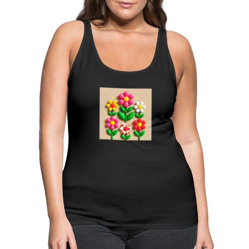 3D Flowers and Butterflies in Amber, Floral Design - Women's Premium Tank Top