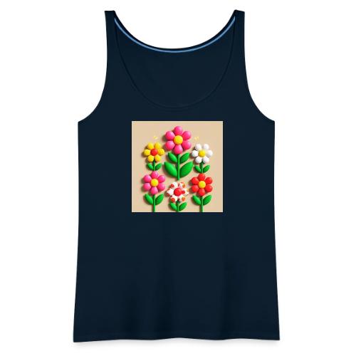 3D Flowers and Butterflies in Amber, Floral Design - Women's Premium Tank Top