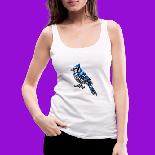 Silver Blue Jay on Perch - Women's Premium Tank Top