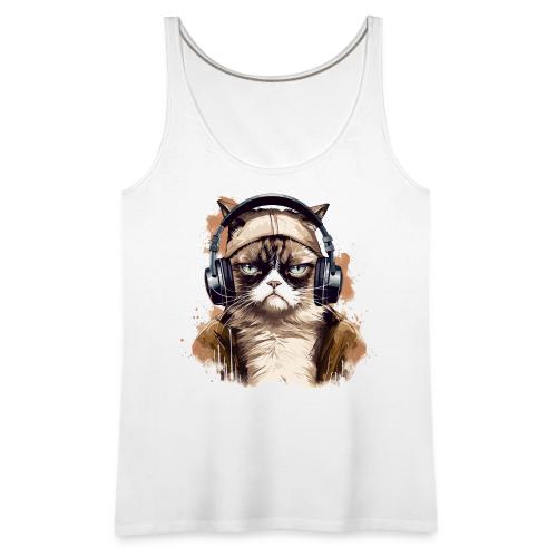 Funny Cat - grumpy face - Women's Premium Tank Top