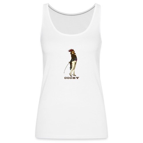 Cocky the Vintage Rooster Chicken - color - Women's Premium Tank Top