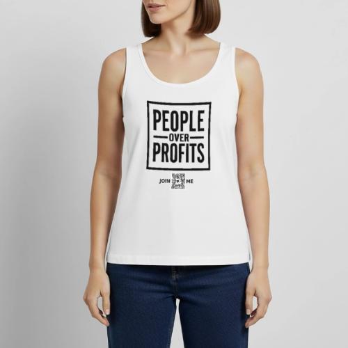 People Over Profits (black, front-facing) - Women's Premium Tank Top