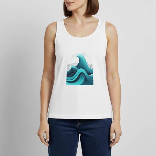 Dynamic Ocean Wave Illustration - Women's Premium Tank Top