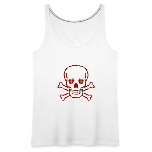 Skull & Cross Bones Red Plaid - Women's Premium Tank Top