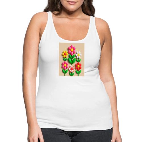3D Flowers and Butterflies in Amber, Floral Design - Women's Premium Tank Top