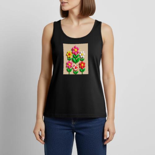 3D Flowers and Butterflies in Amber, Floral Design - Women's Premium Tank Top