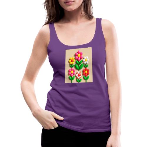 3D Flowers and Butterflies in Amber, Floral Design - Women's Premium Tank Top
