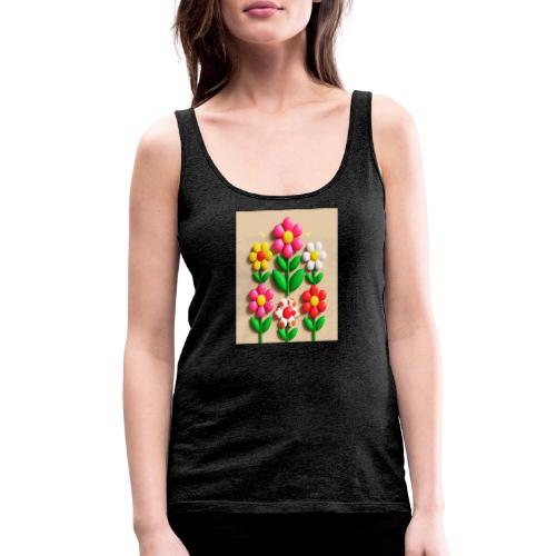 3D Flowers and Butterflies in Amber, Floral Design - Women's Premium Tank Top