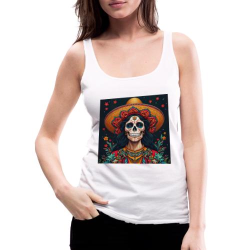 Charra Skull Art | Traditional Mexican Design - Women's Premium Tank Top