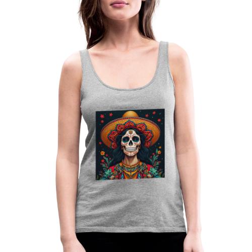 Charra Skull Art | Traditional Mexican Design - Women's Premium Tank Top
