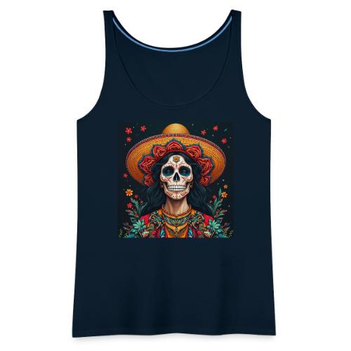Charra Skull Art | Traditional Mexican Design - Women's Premium Tank Top