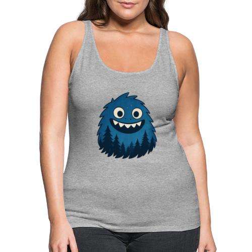 Whimsical Blue Forest Monster – Cute Cartoon Night - Women's Premium Tank Top